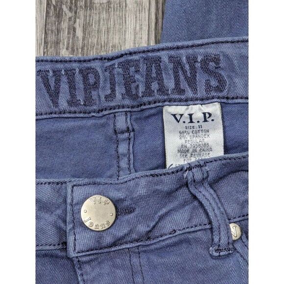 (3/$35) VIP Jeans Juniors Size 11 Distressed Skinny Purple Denim Jeans Capris - Picture 4 of 10